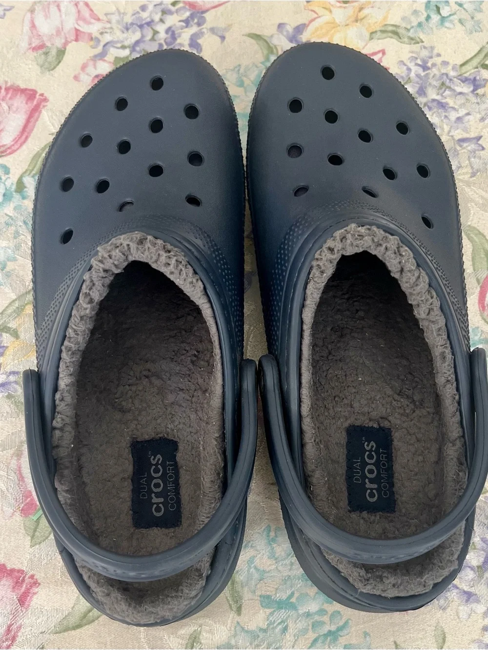 Crocs Classic Lined Clogs Navy Blue Men's 10 Women's 12 Dual Comfort